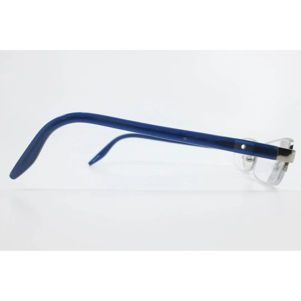 Armani Exchange AX 104 6LB Silver Blue Rectangular Semi Rimless Eyeglasses 52-19